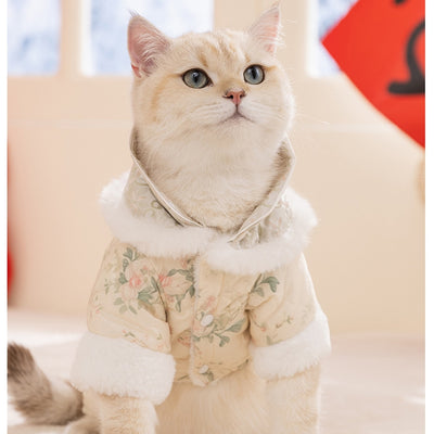 Mono Acolchado para Perros Pequeños Estilo Tang Floral Chino - Ropa de Invierno - Image 12