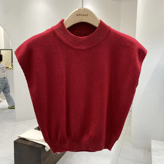 Colete Solto Sem Mangas com Cintura Franzida e Bolsos
