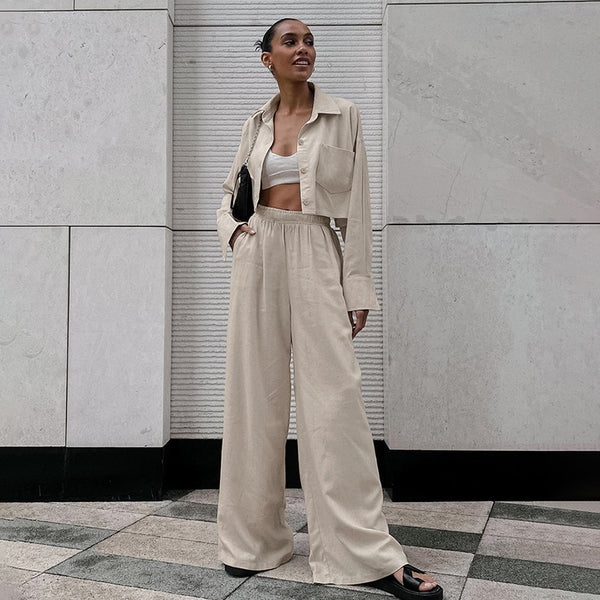Conjunto Dos Piezas Pantalón y Camisa Suelta Casual