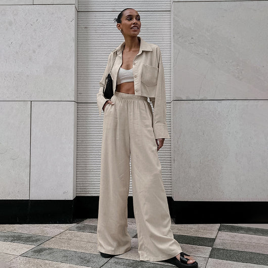 Conjunto Dos Piezas Pantalón y Camisa Suelta Casual