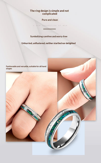 Anillo de Tungsteno con Incrustaciones de Plata y Estrellas - Image 7
