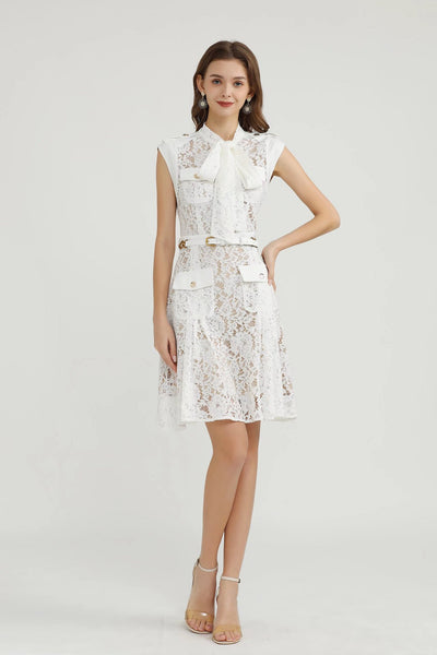 Vestido Slim con Cintura de Encaje y Lazo - Image 2