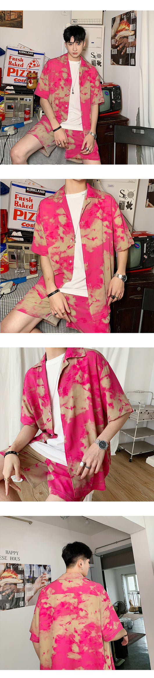 Camisa Tie Dye Contraste de Manga Corta - Image 13