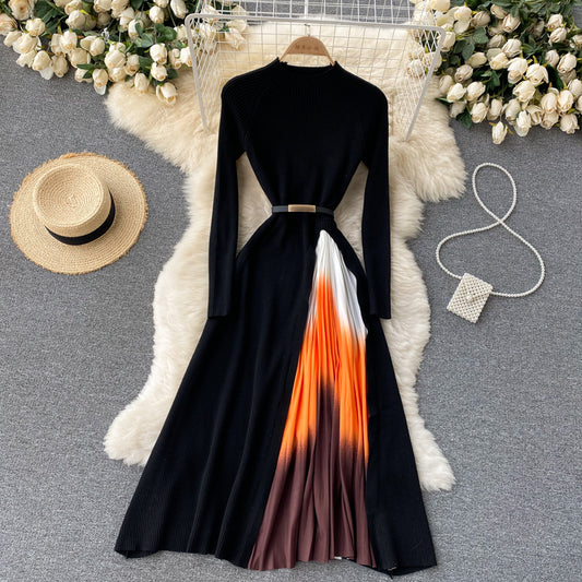 Vestido Elegante Hepburn con Pliegues y Cintura Ajustada