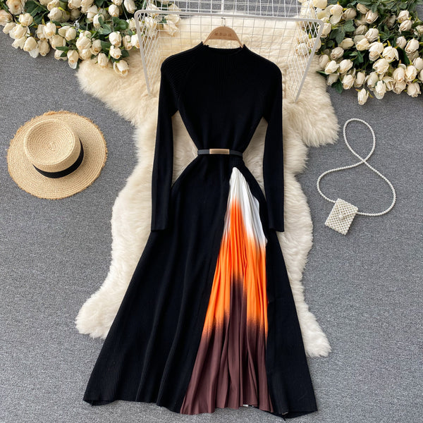Vestido Elegante Hepburn con Pliegues y Cintura Ajustada