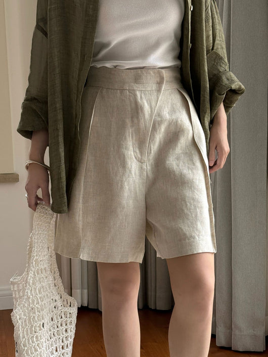 Pantalones Cropped Casual de Lino Tencel Texturado con Cierre Oblicuo - Image 16
