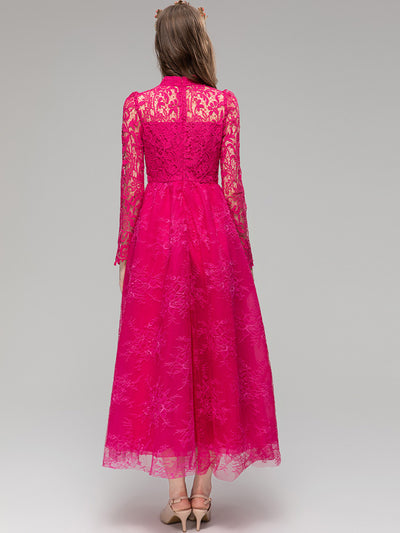 Vestido Largo Rose Red para Mujer - Elegancia Sofisticada - Image 4