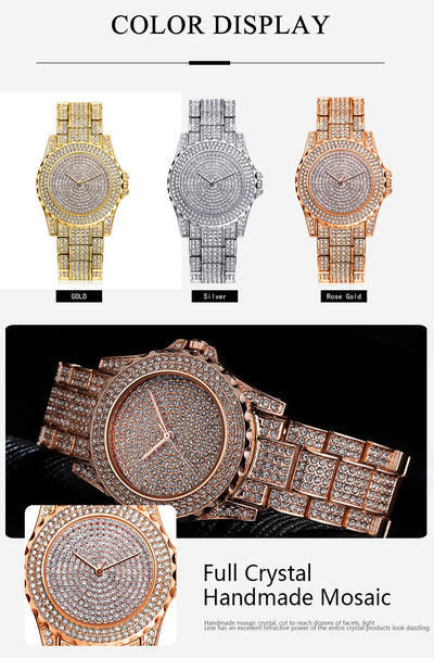 Reloj de Cuarzo Dorado con Cristales Brillantes para Mujer - Image 13