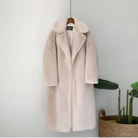 Abrigo Largo de Cashmere y Algodón con Detalles de Pelaje para Mujer - Image 3