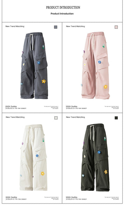 Pantalones de Trabajo Retro Multi-bolsillos Corte Recto Unisex - Image 11