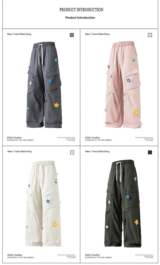 Pantalones de Trabajo Retro Multi-bolsillos Corte Recto Unisex - Image 11