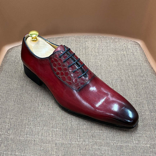 Zapatos Oxford Puntiagudos de Cuero Tejido - Elegancia Artesanal para Negocios - Image 5