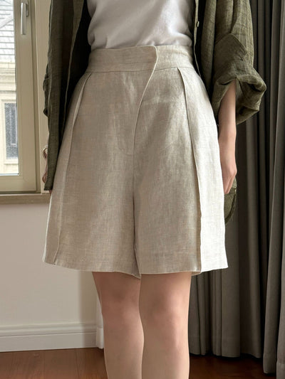 Pantalones Cropped Casual de Lino Tencel Texturado con Cierre Oblicuo - Image 30