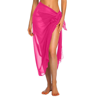 Women's navy blue chiffon sarong, long and flowing, draped over a model's arm against a white background. - Image 15