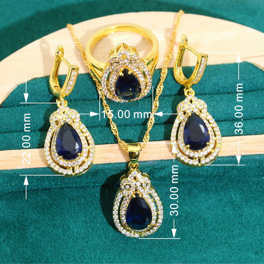 Juego de Joyería Hipoalergénica con Circonita - Pulsera, Collar, Aros y Anillo - Image 2