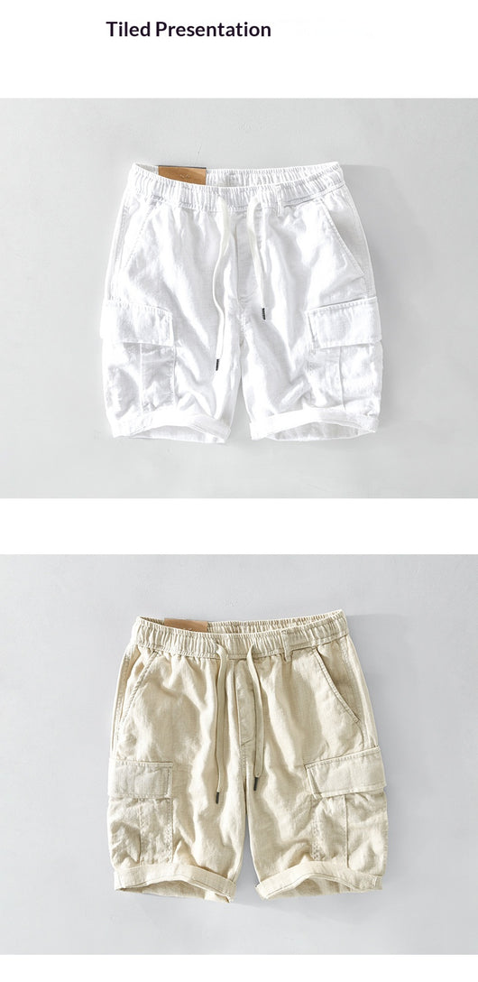 Shorts de Lino Casual para Hombre con Bolsillos y Cordón - Image 9