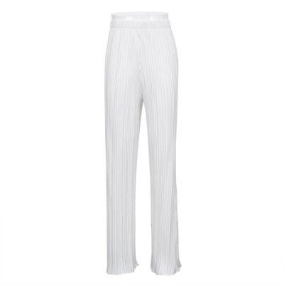 Conjunto Elegante Mujer: Pantalón Plisado Blanco y Playera Cuello Redondo - Image 11