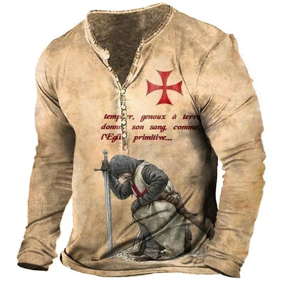Camiseta Manga Larga para Hombre con Botones de Solapa Abierta e Impresión Digital - Image 25