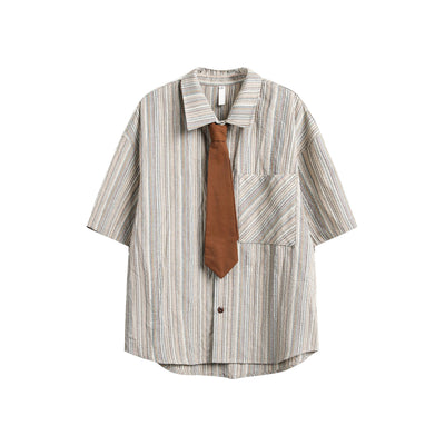 Camisa Casual Retro de Rayas Verticales Estilo Japonés para Hombre - Image 6