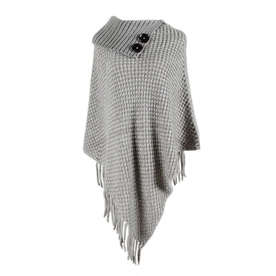 Capa Chal con Cuello Abotonado y Flecos - Image 7