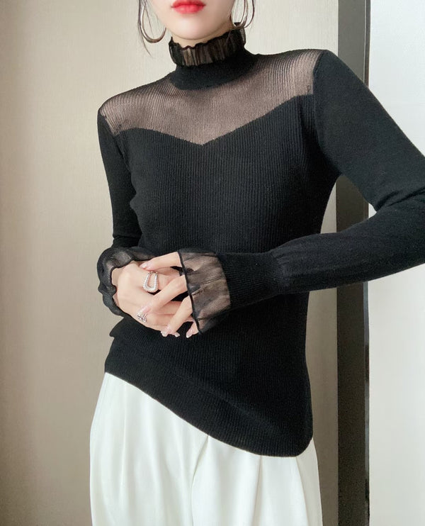 Blusa Corta Ajustada de Lana Merino