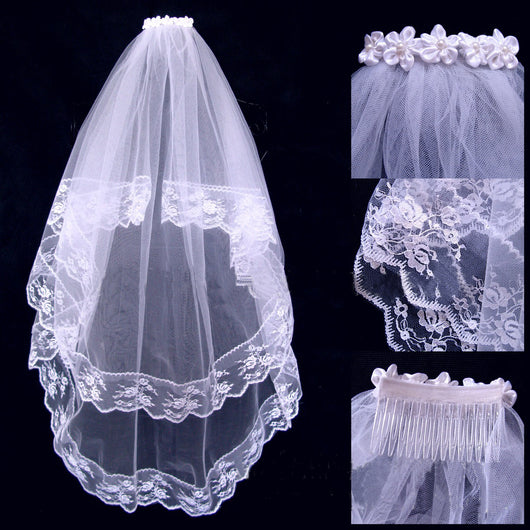 Velo de Novia Doble Capa con Encaje Elegante - Image 4