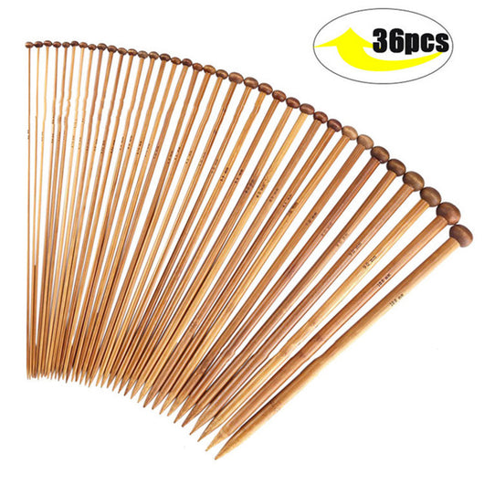 Agujas de Tejer Redondas de Bambú Carbonizado 36cm para Suéteres - Image 9