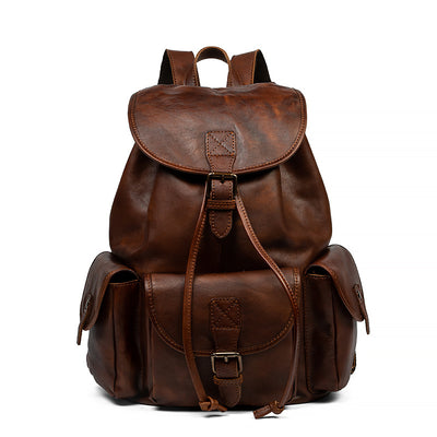 Mochila de Cuero Genuino Estilo Retro - Bolsa Casual Versátil - Image 5