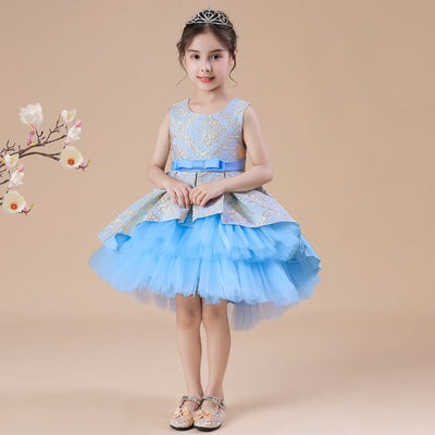Vestido Infantil de Tul Jacquard con Pompones para Presentaciones - Image 17