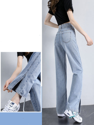 Jeans de Cintura Alta Slim Recto y Pierna Ancha para Mujer - Comodidad Versátil - Image 7
