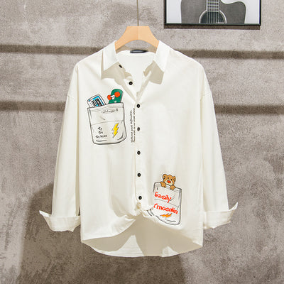 Camisa Holgada de Manga Larga con Estampado Anime Japonés - Image 5