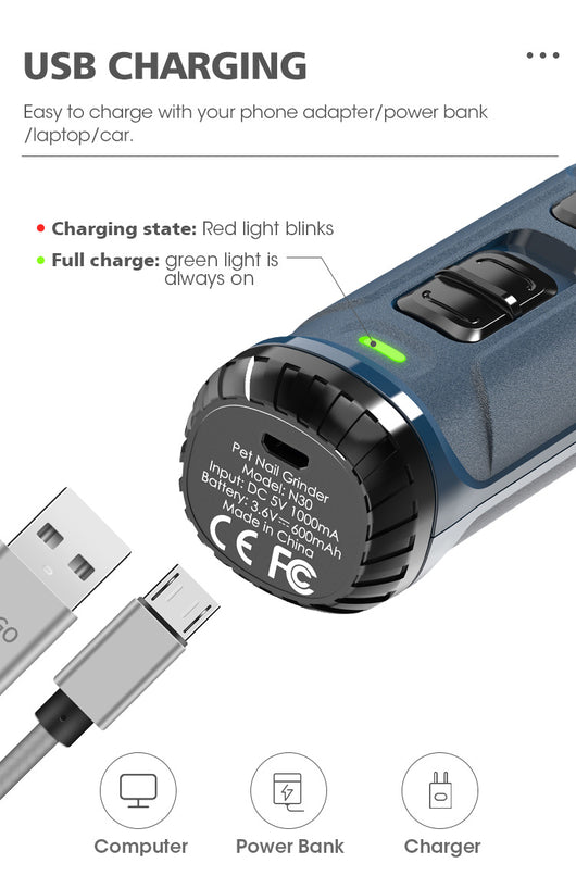 Cortauñas para Mascotas con LED, Doble Velocidad y Carga USB - Image 9