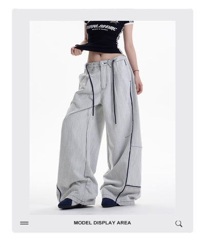 Pantalones Anchos Casuales con Costuras en Contraste - Image 14