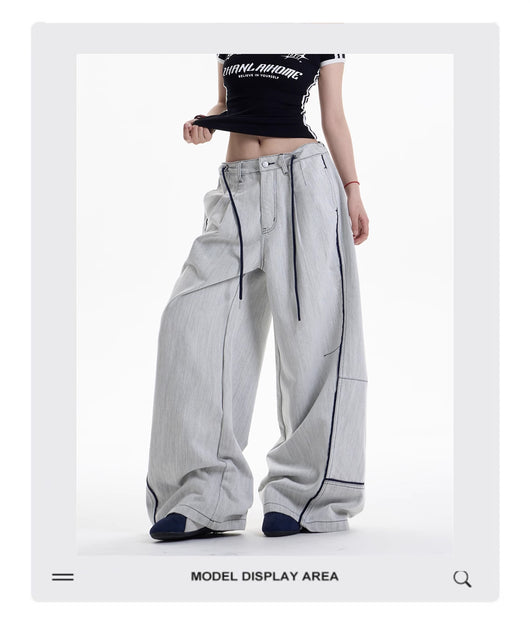 Pantalones Anchos Casuales con Costuras en Contraste - Image 14