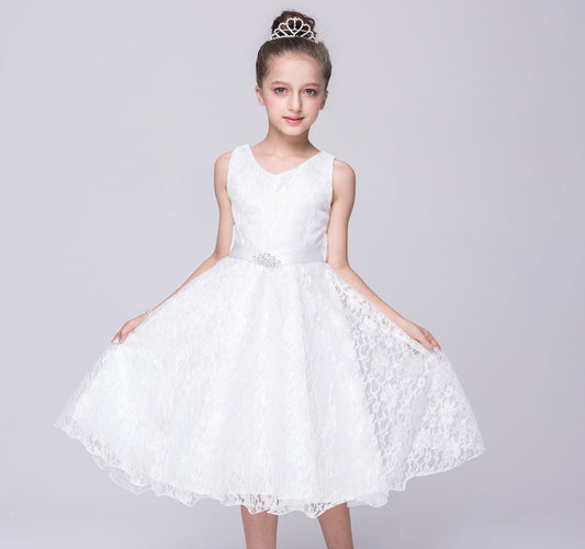 Vestido de Encaje Elegante para Niñas - Estilo Europeo y Americano