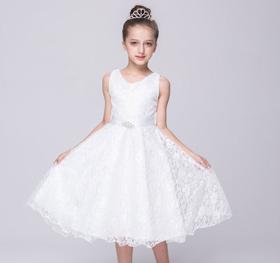Vestido de Encaje Elegante para Niñas - Estilo Europeo y Americano