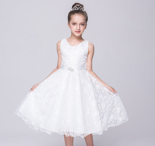 Vestido de Encaje Elegante para Niñas - Estilo Europeo y Americano