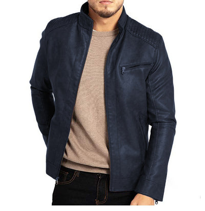 Chaqueta de Cuero Punk Motociclista para Hombre con Cuello de Pie - Image 13