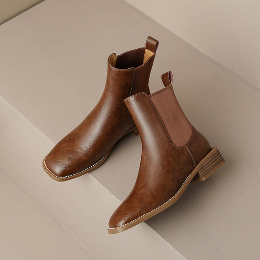 Botas Vintage de Punta Cuadrada Estilo Británico - Image 5