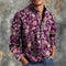 Camisa Casual Retro Estampada de Manga Larga para Hombre