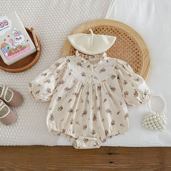 Blusa Infantil Primavera Estilo Coreano Floral Manga Larga