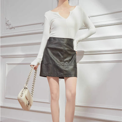 Falda Café Cintura Alta Diseño Slim - Image 7