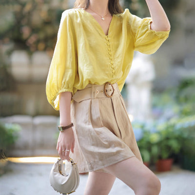 Blusa Suelta y Cómoda Amarilla para Mujer