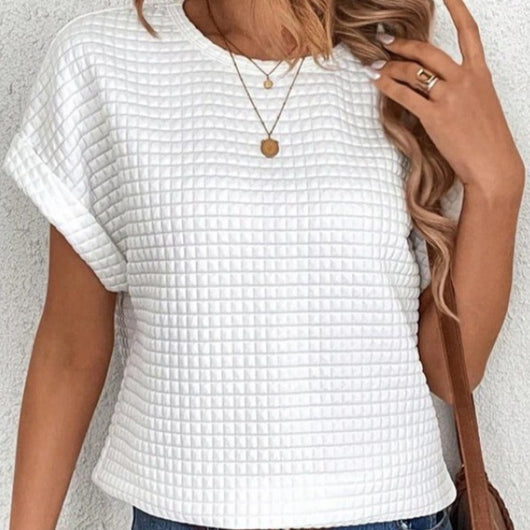 Blusa Cuello Redondo con Mangas Murciélago en Colores Sólidos - Image 2