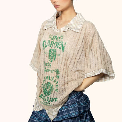 Playera Estampada con Detalles Calados - Manga Corta para Mujer Verano - Image 3