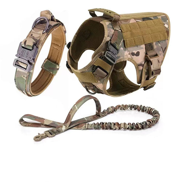 Set Completo de Arnés Táctico para Perros con Correa de Control