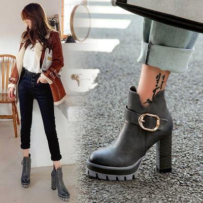 Botas Cortas Impermeables con Plataforma y Tacón Alto para Mujer - Image 6