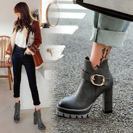 Botas Cortas Impermeables con Plataforma y Tacón Alto para Mujer - Image 6