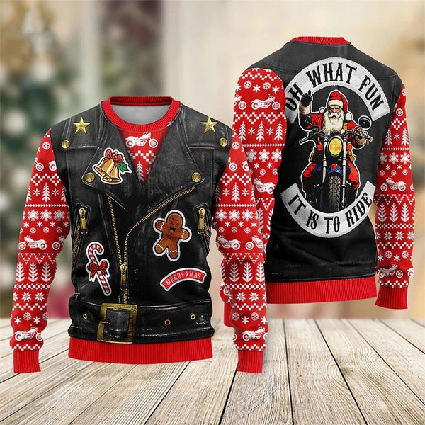 Sudadera Navideña con Capucha y Gráfico 3D de Papá Noel