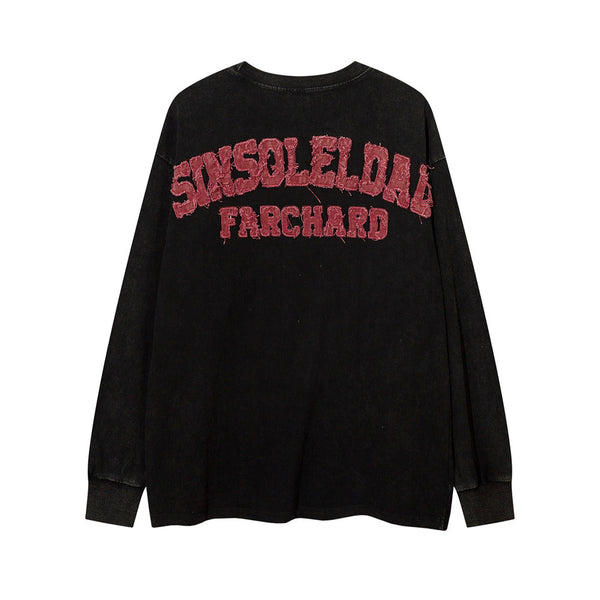 Playera Hombre Cuello Redondo Estrella de Cinco Puntas Manga Larga Oversize